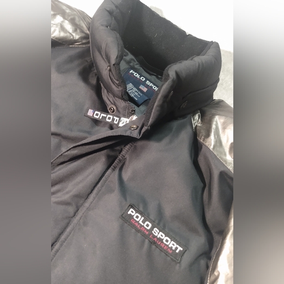 Rare Vintage POLO Ralph Lauren Polo Sport Black N Silver Down Puffer Jacket - Picture 8 of 16